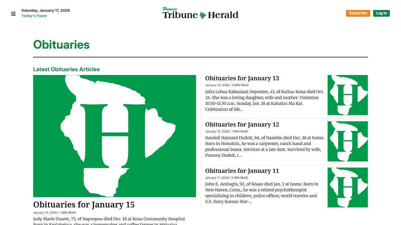 Obituaries Archives - Hawaii Tribune-Herald