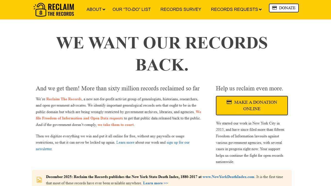 Reclaim The Records: Public Data for Public Use - Reclaim The Records